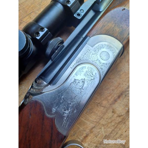 SUPERBE EXPRESS SUPERPOS  ARTISANAL FRANAIS DEMAS GRAV CALIBRE 8X57JRS ,LUNETTE DE BATTUE 1X4X20