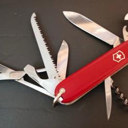 Victorinox Couteau Suisse Huntsman Woodsman Victoria 1963-1966 Bélière rare Pincette alu