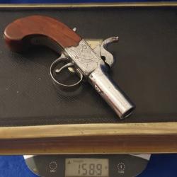 Pistolet miniature a piston à balle forcée Coffre MARQUÉ, GRAVÉ NOCK&LONDON ! Chien avec sécurité