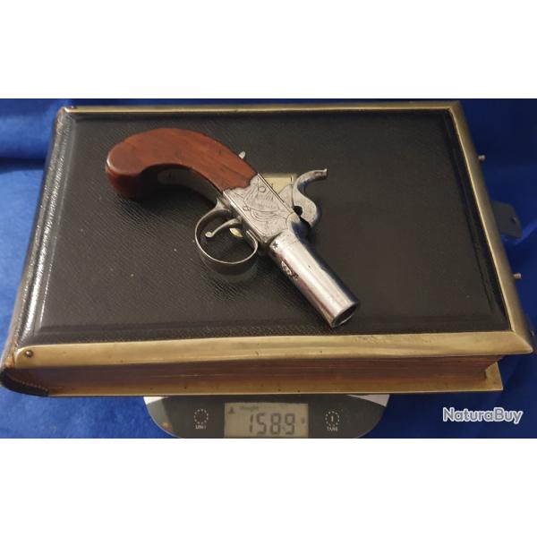 Pistolet miniature a piston  balle force Coffre MARQU, GRAV NOCK&LONDON ! Chien avec scurit