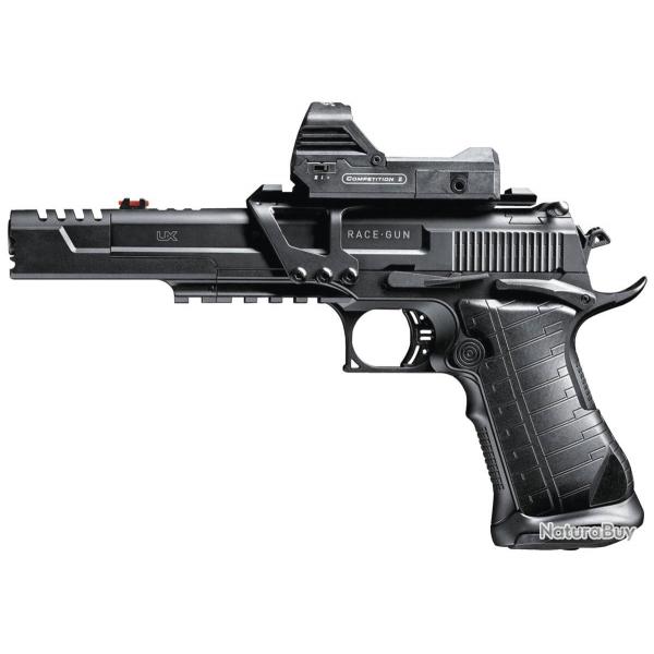 Pack Pistolet CO2 UX Racegun noir cal.4.5mm BB'S 22cps Blowback SA/DA