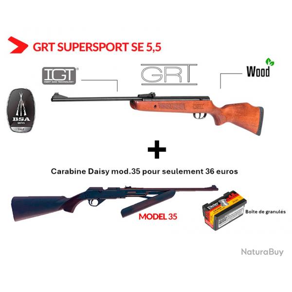Vente flash ! Carabine  plomb BSA SUPERSPORT SE GRT Cal. 5.5 mm - 19.9J + Carabine Daisy mod. 35