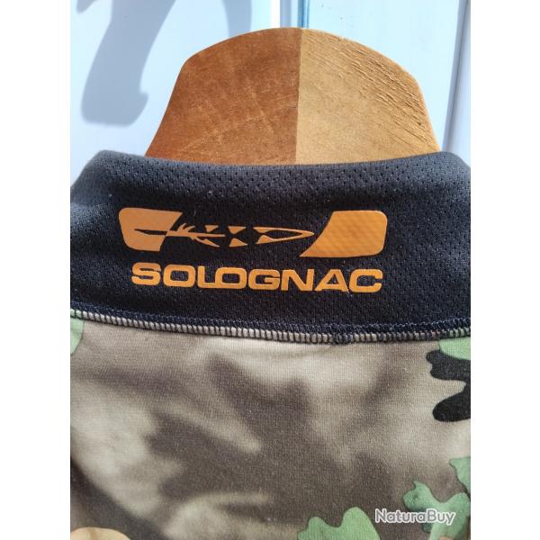A SAISIR - Tee shirt de chasse manche longue camouflage de la marque SOLOGNAC taille L EN TBE