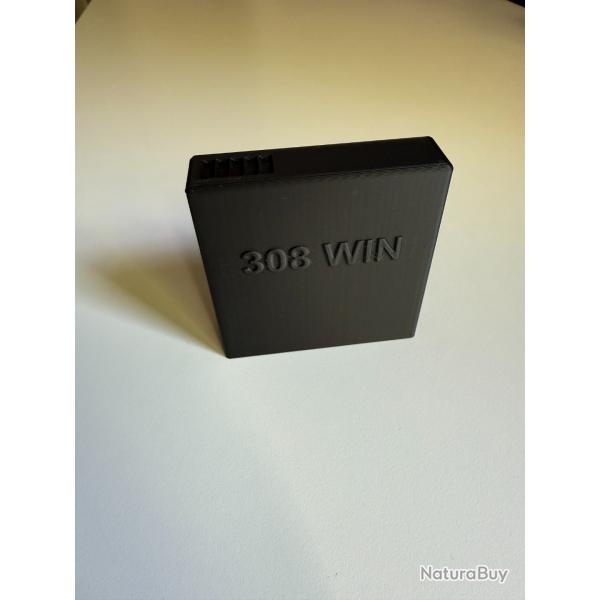 Botier de Rangement Munitions .308 winchester - 5 Coups avec Couvercle Coulissant