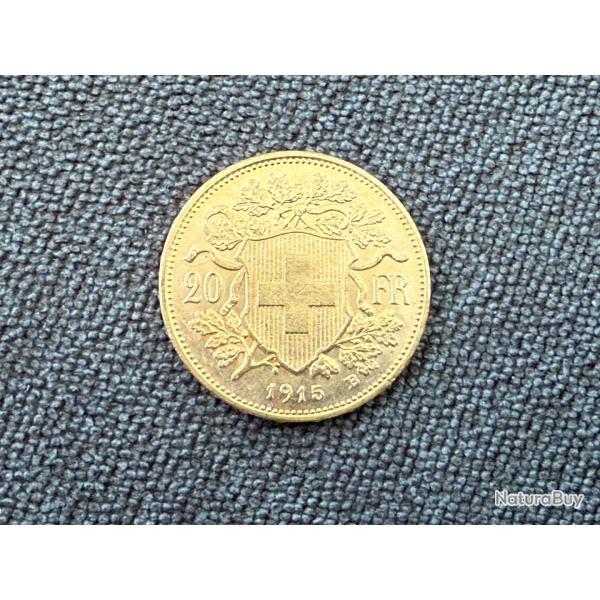 Pice 20 francs or Suisse - 1915 (Louis d'or) - Vrenelli