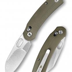Couteau TRIVISA Lamb Green Lame Sheep Foot Acier N690 Manche G10 Clip Axis Lock KIVT TVTY26GN