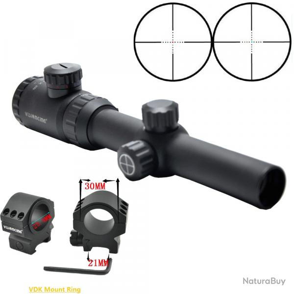 Visionking-Lunette de chasse point Mil illumin-**1.25-5x26 21mm low rings