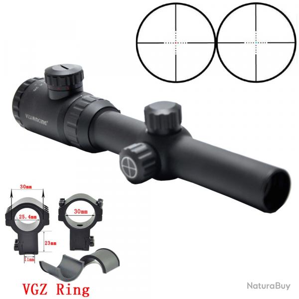 Visionking-Lunette de chasse point Mil illumin-**1.25-5x26 11mm high rings