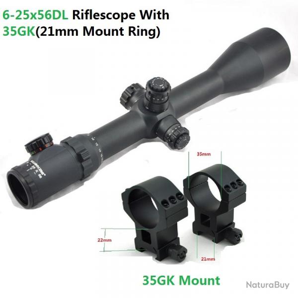 Visionking-Lunette de chasse point Mil illumin-**6-25x56 Scope 21mm ring LIVRAISON GRATUITE !!