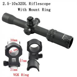 Visionking-Lunette de chasse point Mil illuminé-**2.5-10x32 21mm High ring LIVRAISON GRATUITE !!
