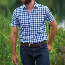 Chemise  à manches courtes et carreaux Holkham pour homme Bleu