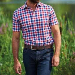 Chemise  à manches courtes et carreaux Holkham pour homme Rouge