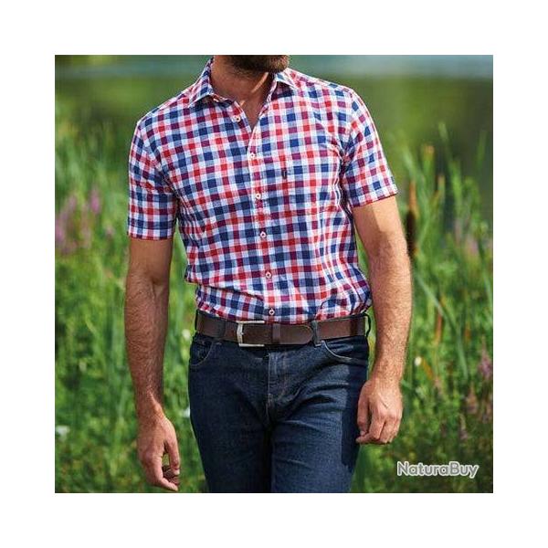 Chemise   manches courtes et carreaux Holkham pour homme Rouge