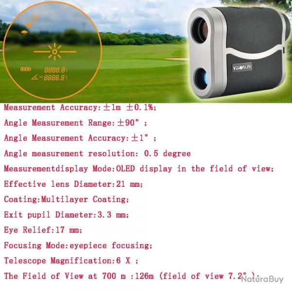 Visionking Golf 6x21 tlmtre Laser OLED 700m LIVRAISON GRATUITE