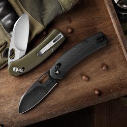 Couteau TRIVISA Lamb Black Lame Sheep Foot Acier N690 Manche G10 Clip Axis Lock KIVT TVTY26BN