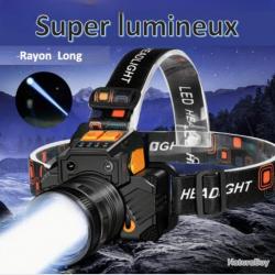 Lampe Frontale LED Rechargeable avec 3 Modes d'éclairage Chargement USB