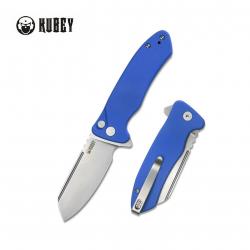 Couteau Kubey Creon Blue Manche G10 Lame Tanto Reverse Acier AUS-10 Button Lock KIVT KUB336C