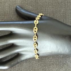 Bracelet homme en or 18 carats - maille grain de café - 20,5 cm