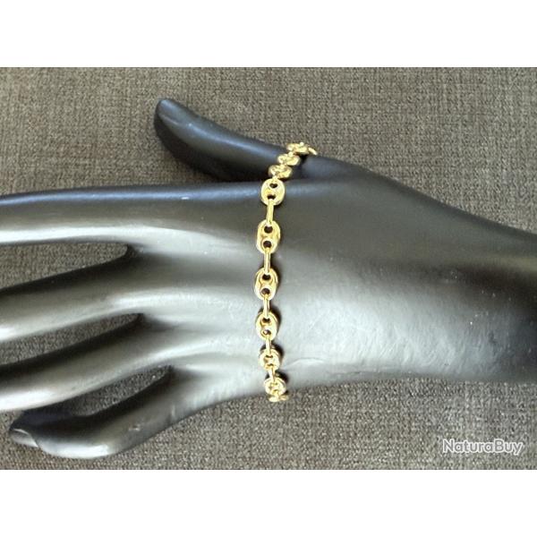 Bracelet homme en or 18 carats - maille grain de caf - 20,5 cm