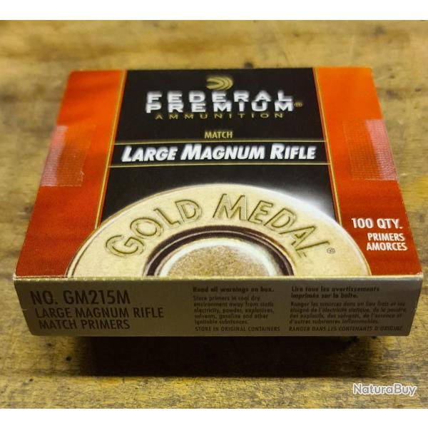 Vend une boite de 100 amorces Federal large rifle MAGNUM Match GM215M pour tirs de prcision