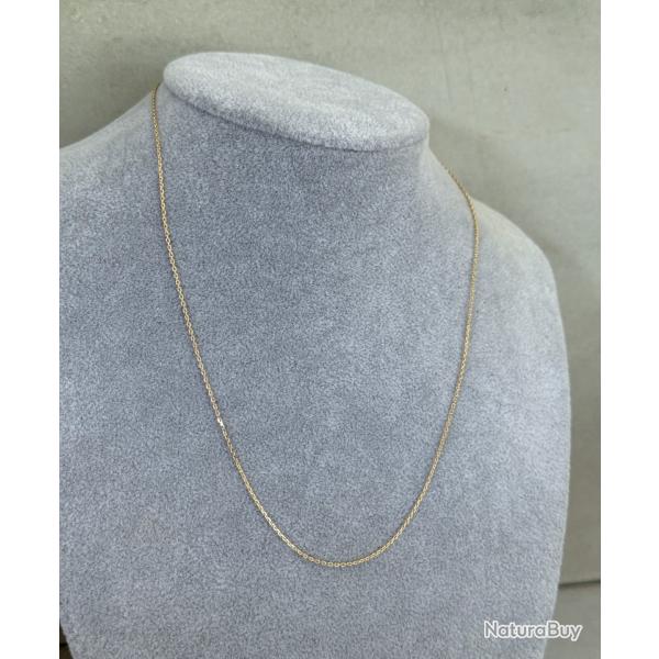 Fine chaine or rose 18 carats - 45 cm - collier maille forat diamante