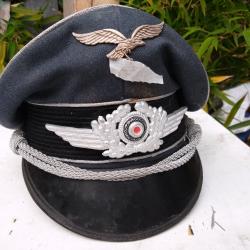 Superbe casquette armée de terre allemande luttwaff officier remonter 2eme war