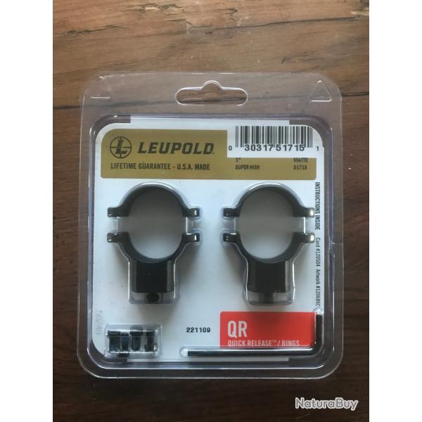 collier Leupold QR 1" super haut mate neuf ref 51715