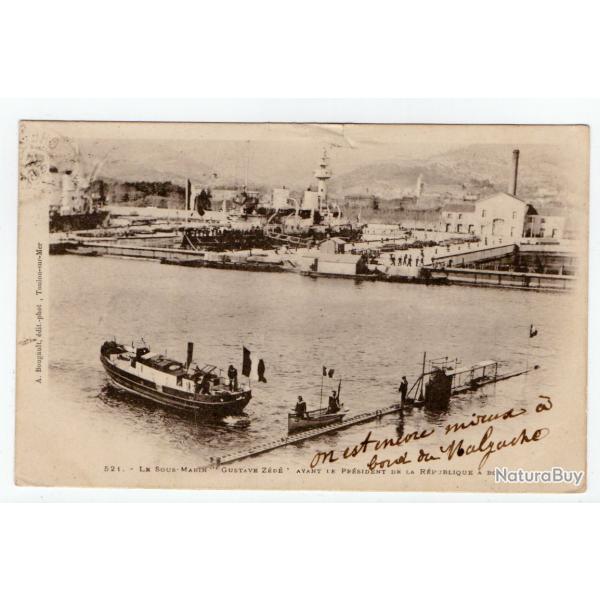 CPA - Marine Militaire -LE SOUS-MARIN GUSTAVE ZENE AYANT LE PRSIDENT DE LA Rpublique BORD N283