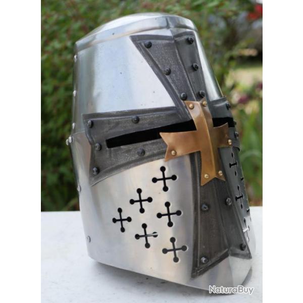 Templier - Heaume casque mdival de crois ou de chevalier acier du  XIII-XIV sicle ref BR24CSQ007