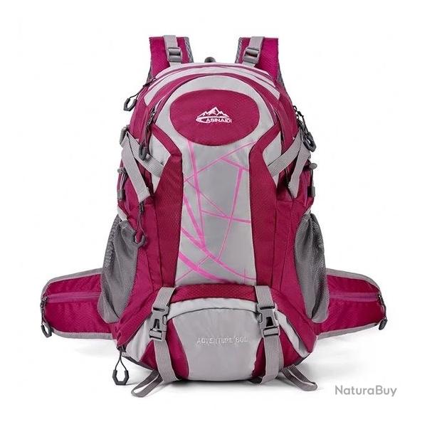 Sac  Dos Randonne 60L Aventury Alpinisme Trekking Camping Voyage Homme/Femme Rouge