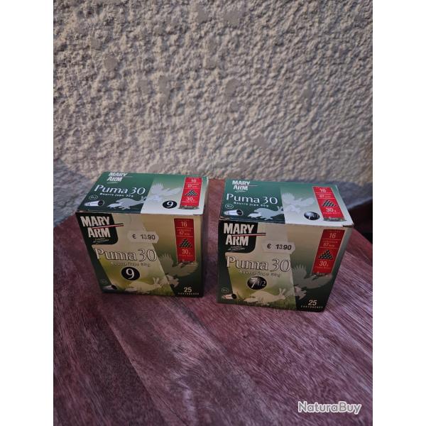 Lot de cartouches Calibre 16 Mary Arm Puma 30