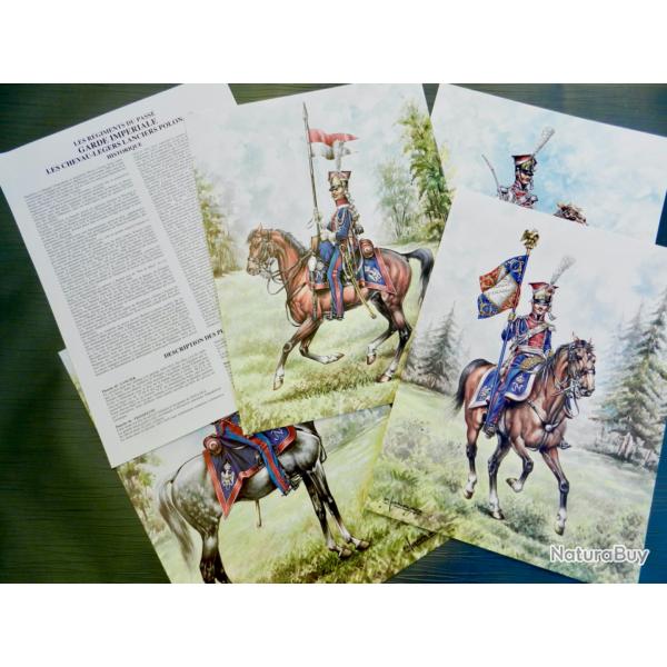 4 planches P. Conrad - P. Trotereau : Chevau-lgers lanciers polonais de la Garde impriale