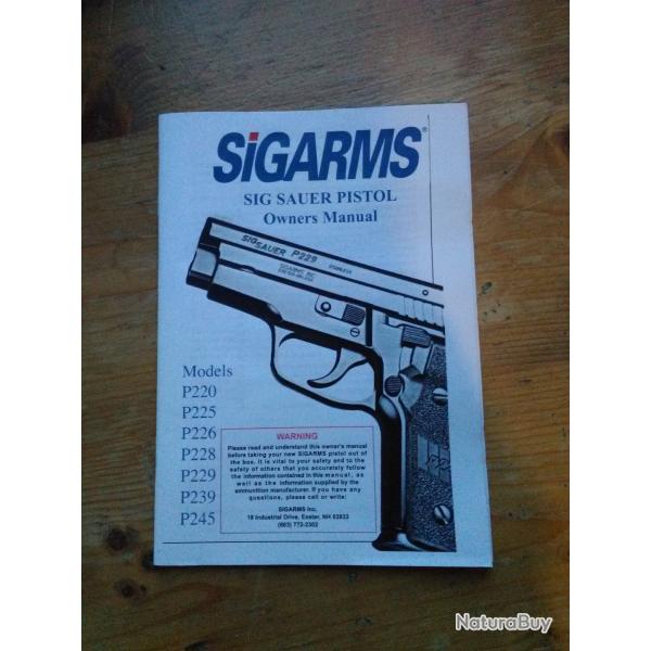 manuel mode d'emploi pour SIG SAUER P220 P225 P226 P228 P229 P239 P245