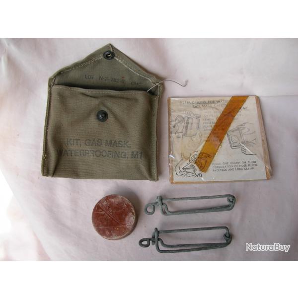 WW2 US KIT GAS MASK WATERPROOFING M1 AMRICAIN MILITAIRE COMPLET RFRENC G.I. ( 39-45 )