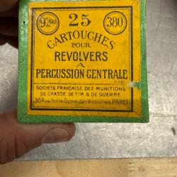 Boîte originale de 25 cartouches 380 percussion centrale scellée d'époque