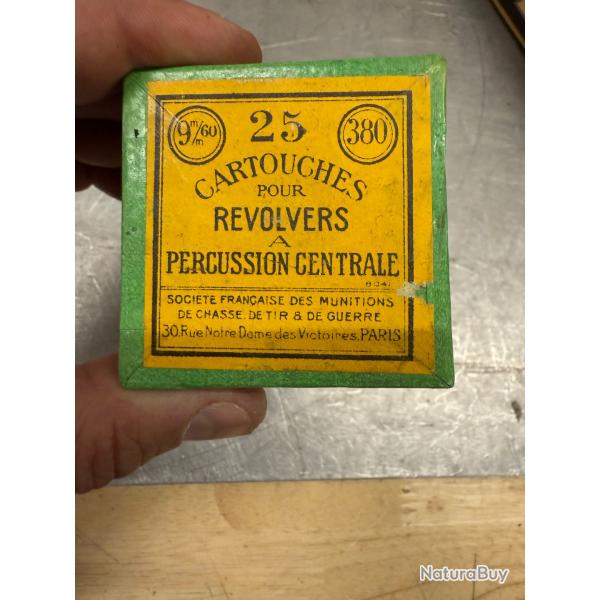Bote originale de 25 cartouches 380 percussion centrale scelle d'poque