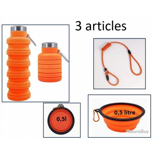 KIT pour Chien - laisse, gamelle, gourde