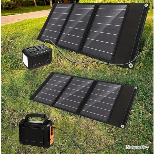 Panneau solaire pliable 40W avec ports USB et Type-C pour centrales lectriques portables