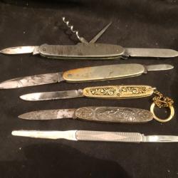 lot ancien petit couteaux pliants en metal