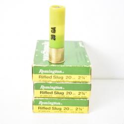 3 Boites de Balles Remington Slugger Rifled Slug calibre 20
