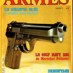 l'amateur d'armes 11, beretta 92 sb, colt navy maréchal pelissier, kentucky pistol kit , krag us dém