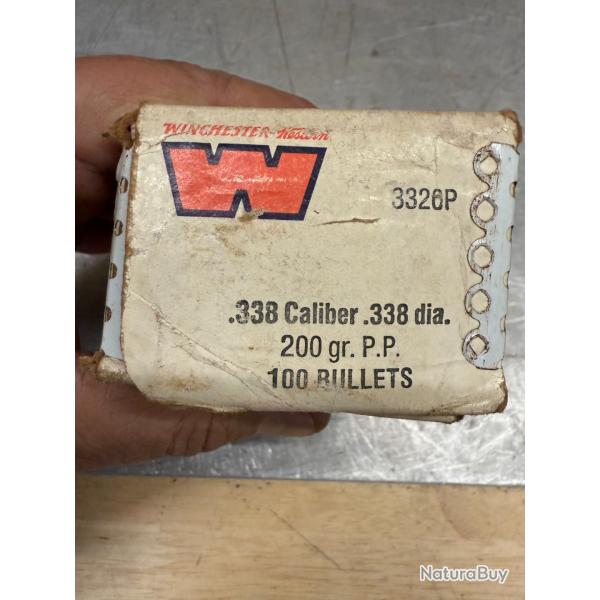 1 boite de 100 ogives WINCHESTER 338 CAL  200 GRS P.P