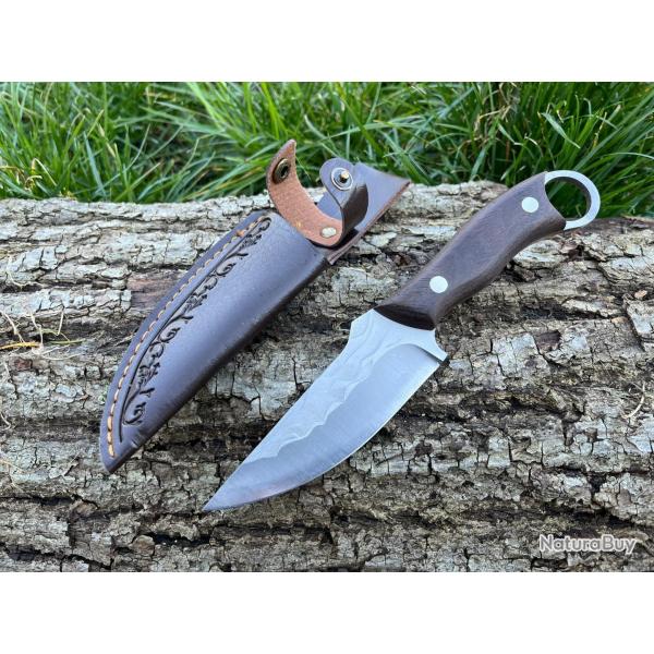 KARAMBIT 21.5CM LAME SCULPTEE ETUI CUIR enchre