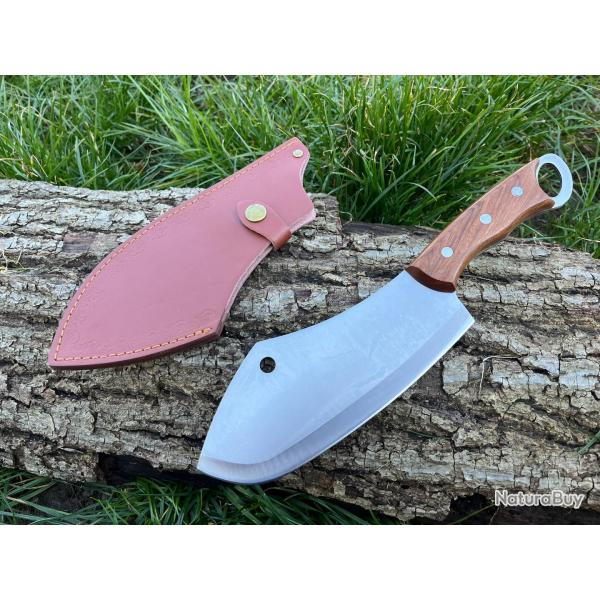 COUTEAU DE COUPE - HACHOIR FACON KARAMBIT 31CM ETUI CUIR enchre
