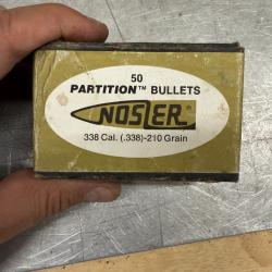 1 boite de 50 ogives NOSLER .338 CAL 210 GRS SPITZER