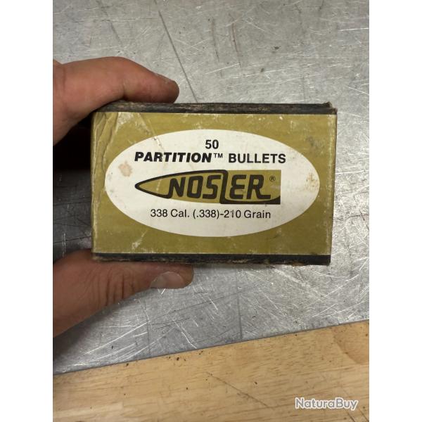 1 boite de 50 ogives NOSLER .338 CAL 210 GRS SPITZER