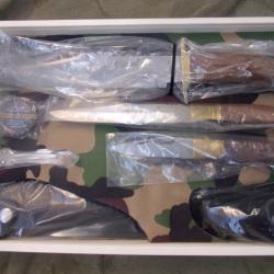 coffret chasse de 3 couteaux Léopard