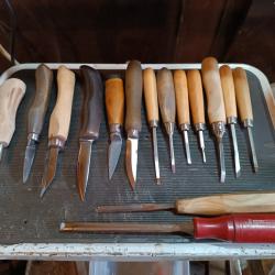 Lot outils sculpture sur bois de précision professionnel très bonne qualité coupe rasoir