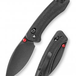 Couteau TRIVISA Koala-B Black Lame Acier N690 Manche Micarta KIVT Crossbar Lock Clip TVJM02BMN