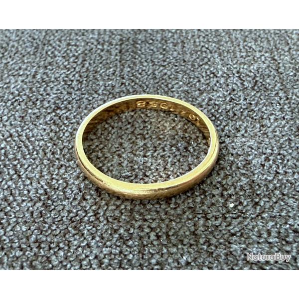 Anneau or jaune 18 carats - taille 53 - bague - alliance